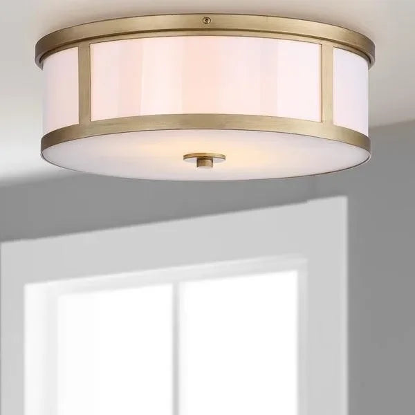 Avery Acrylic Ceiling Drum Light in Antique Gold - The Mayfair Hall