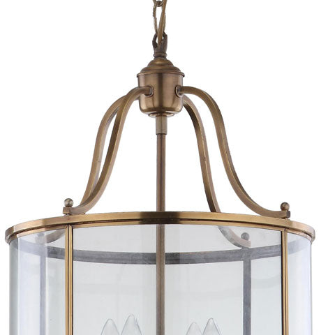 Sutton Place Steel Pendant in Brass with Clear Glass Shade