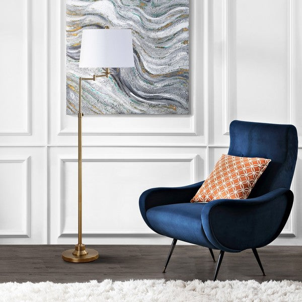 Nadia Adjustable Floor Lamp in Gold with Off White Cotton Shade