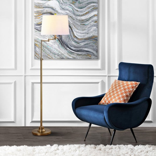 Nadia Adjustable Floor Lamp in Gold with Off White Cotton Shade