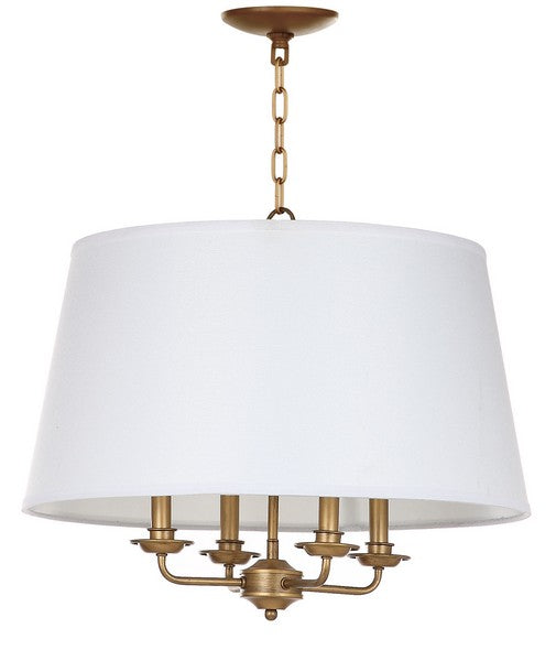 Kimball Adjustable Pendant Lighting in Gold with Off-White Cotton Shade