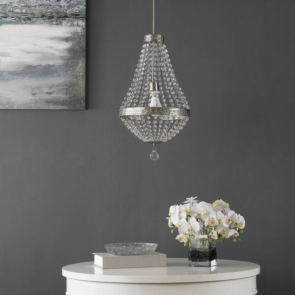 Shirley Pendant Lighting in Nickel with Beaded Acrylic Shade