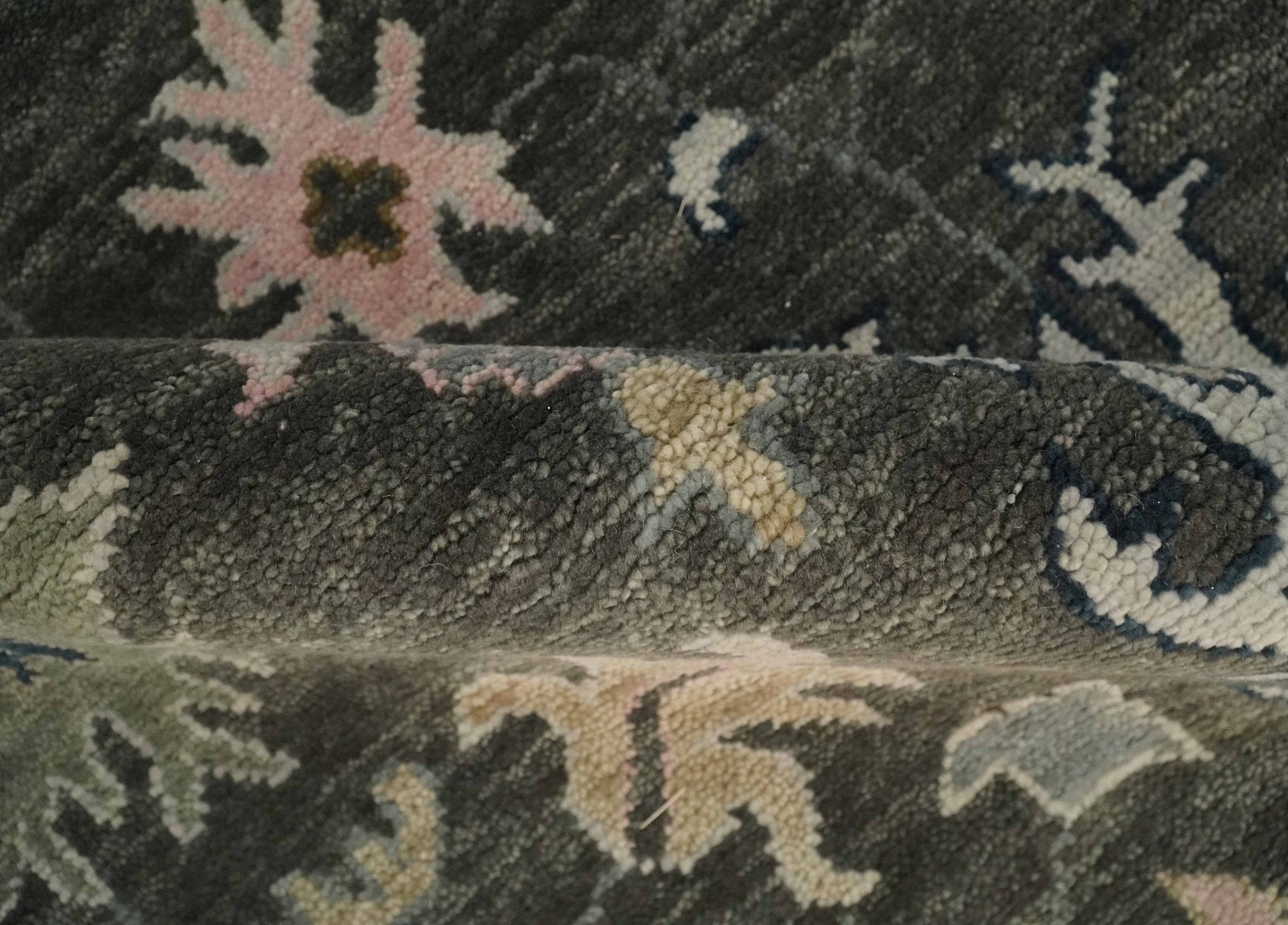 Living Room Rug 5x8, 6x9, 8x10, 9x12, 10x14 and 12x15 Hand Knotted Charcoal and Beige Traditional Vintage Persian Style Antique Wool Rug | TRDCP734 - The Rug Decor