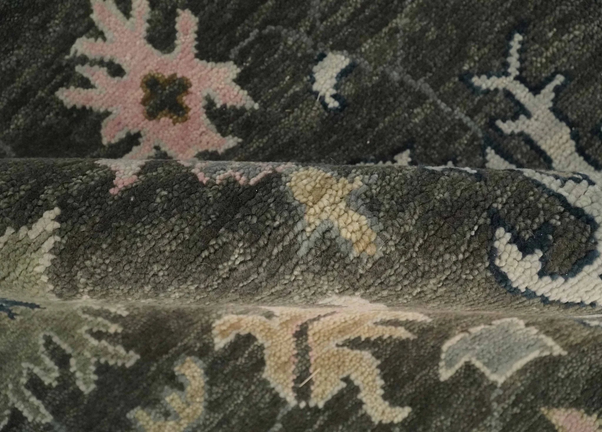 Living Room Rug 5x8, 6x9, 8x10, 9x12, 10x14 and 12x15 Hand Knotted Charcoal and Beige Traditional Vintage Persian Style Antique Wool Rug | TRDCP734 - The Rug Decor