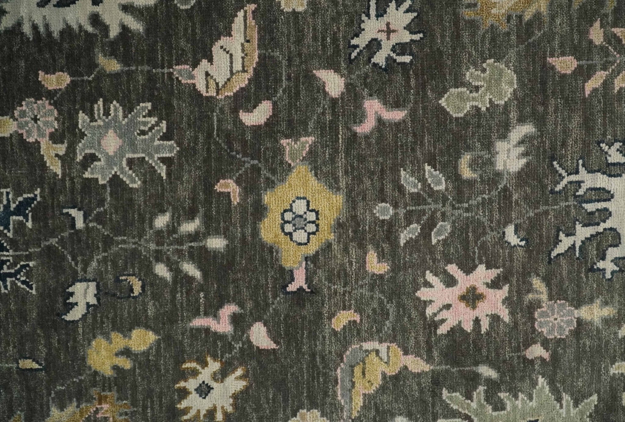 Living Room Rug 5x8, 6x9, 8x10, 9x12, 10x14 and 12x15 Hand Knotted Charcoal and Beige Traditional Vintage Persian Style Antique Wool Rug | TRDCP734 - The Rug Decor