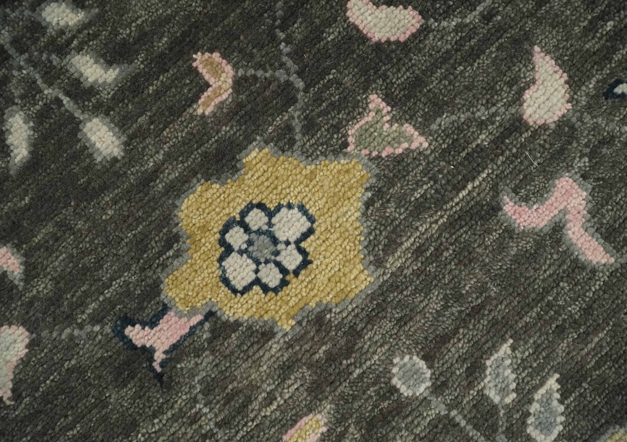 Living Room Rug 5x8, 6x9, 8x10, 9x12, 10x14 and 12x15 Hand Knotted Charcoal and Beige Traditional Vintage Persian Style Antique Wool Rug | TRDCP734 - The Rug Decor