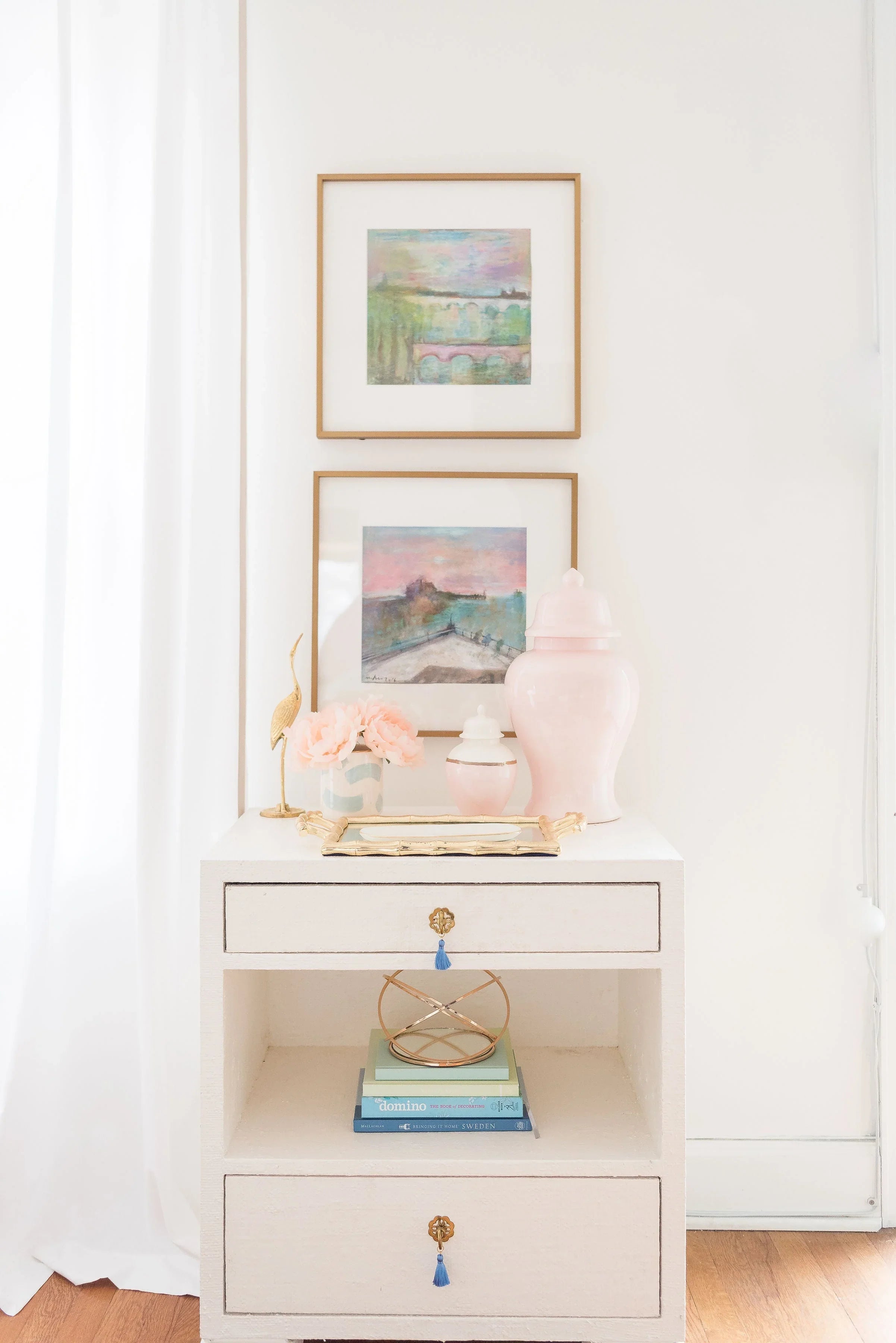 Cherry Blossom Pink Color Block Ginger Jar with Gold Accent - The Mayfair Hall