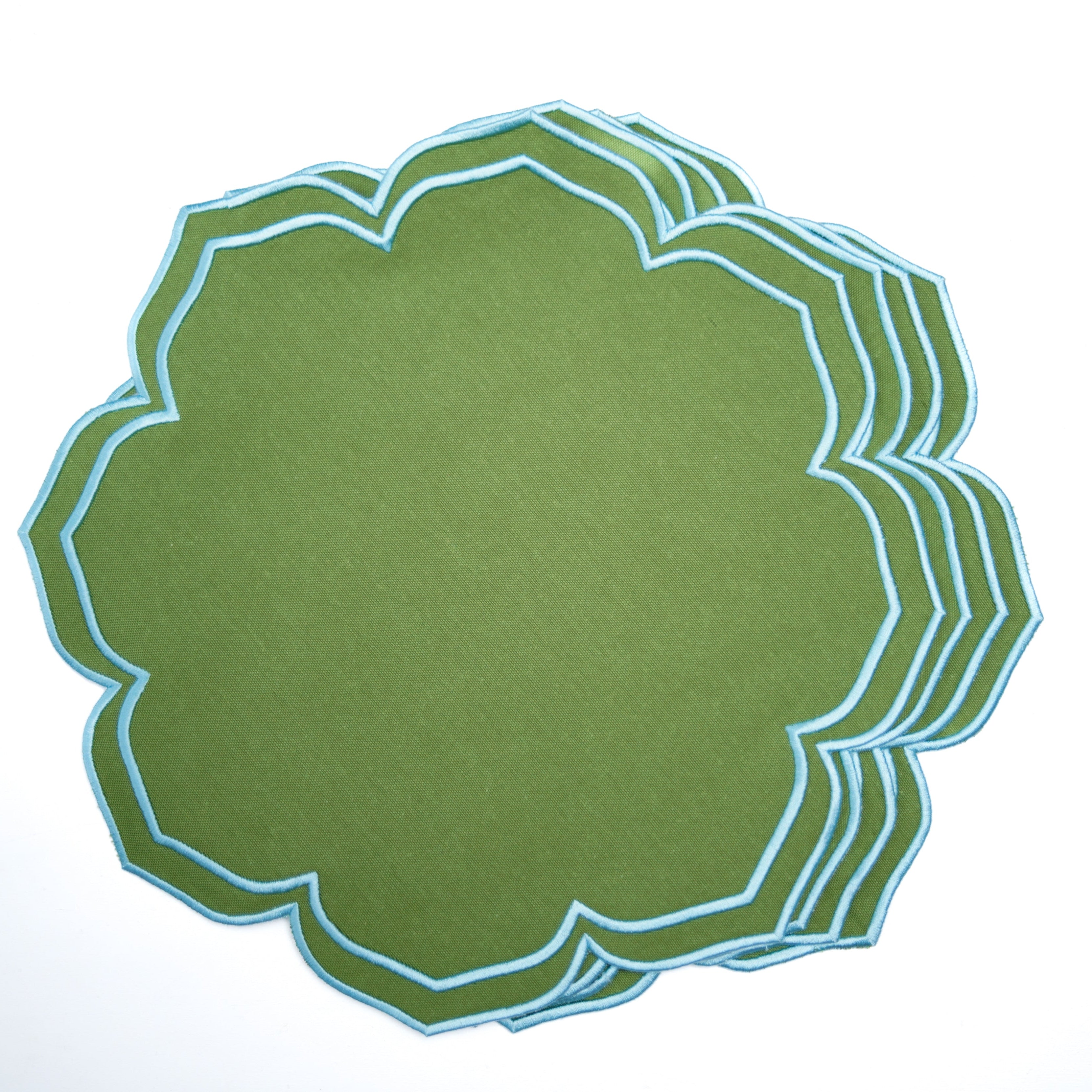 LUMERA GREEN ROUND FABRIC PLACEMAT (Set Of 4)