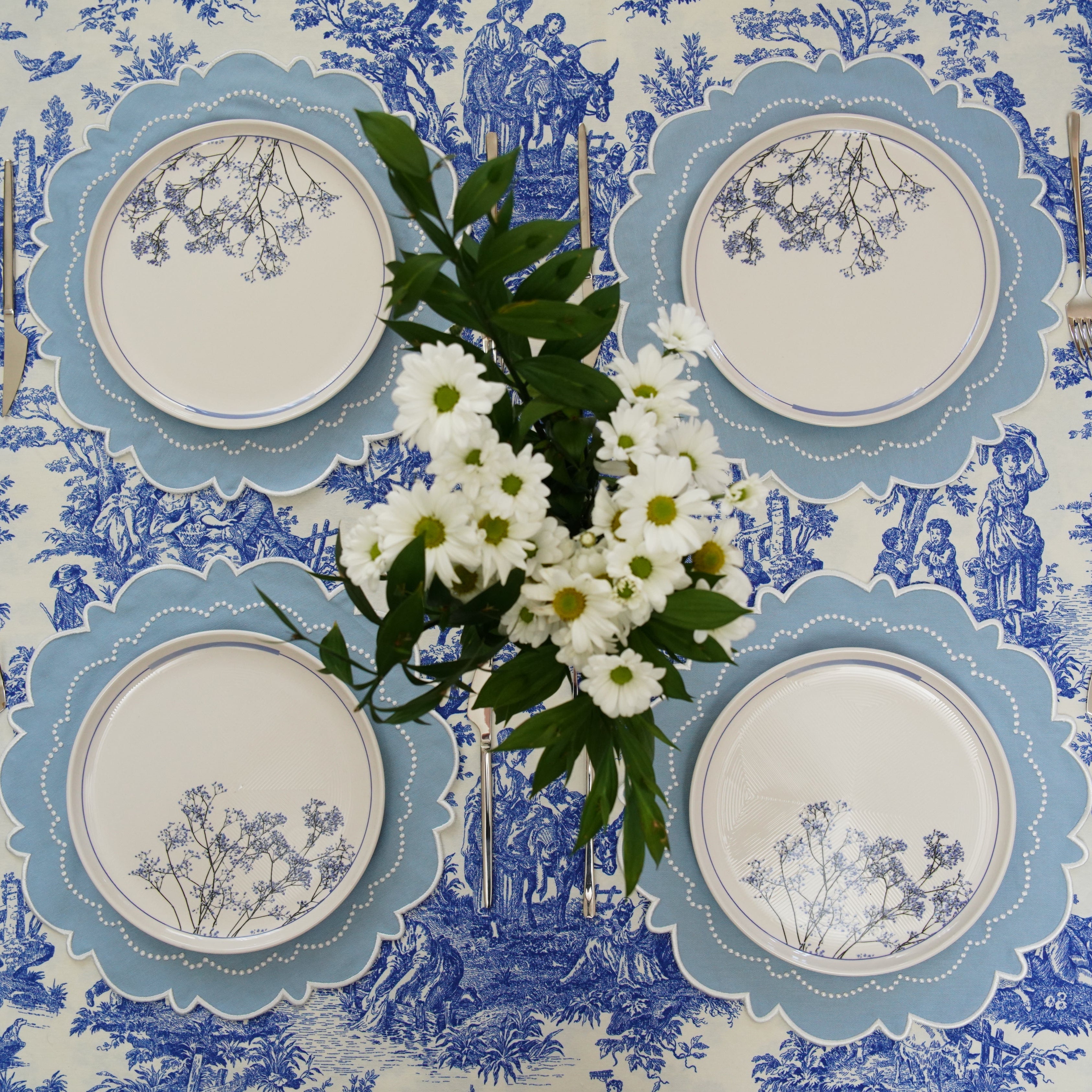 HARMONY BLUE ROUND FABRIC PLACEMAT (Set Of 4)