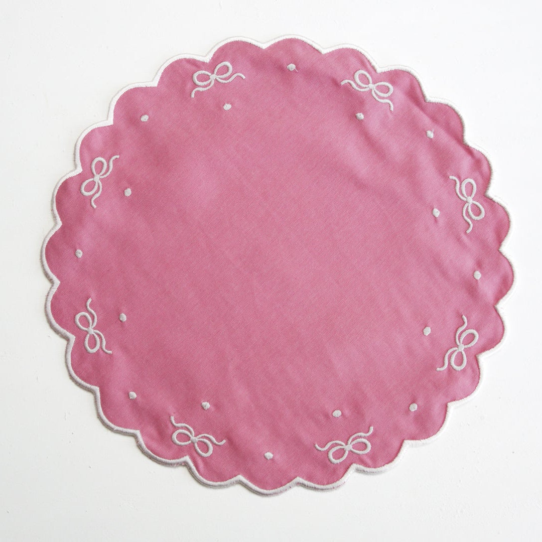RIBBIA PINK ROUND FABRIC PLACEMAT & NAPKIN SET