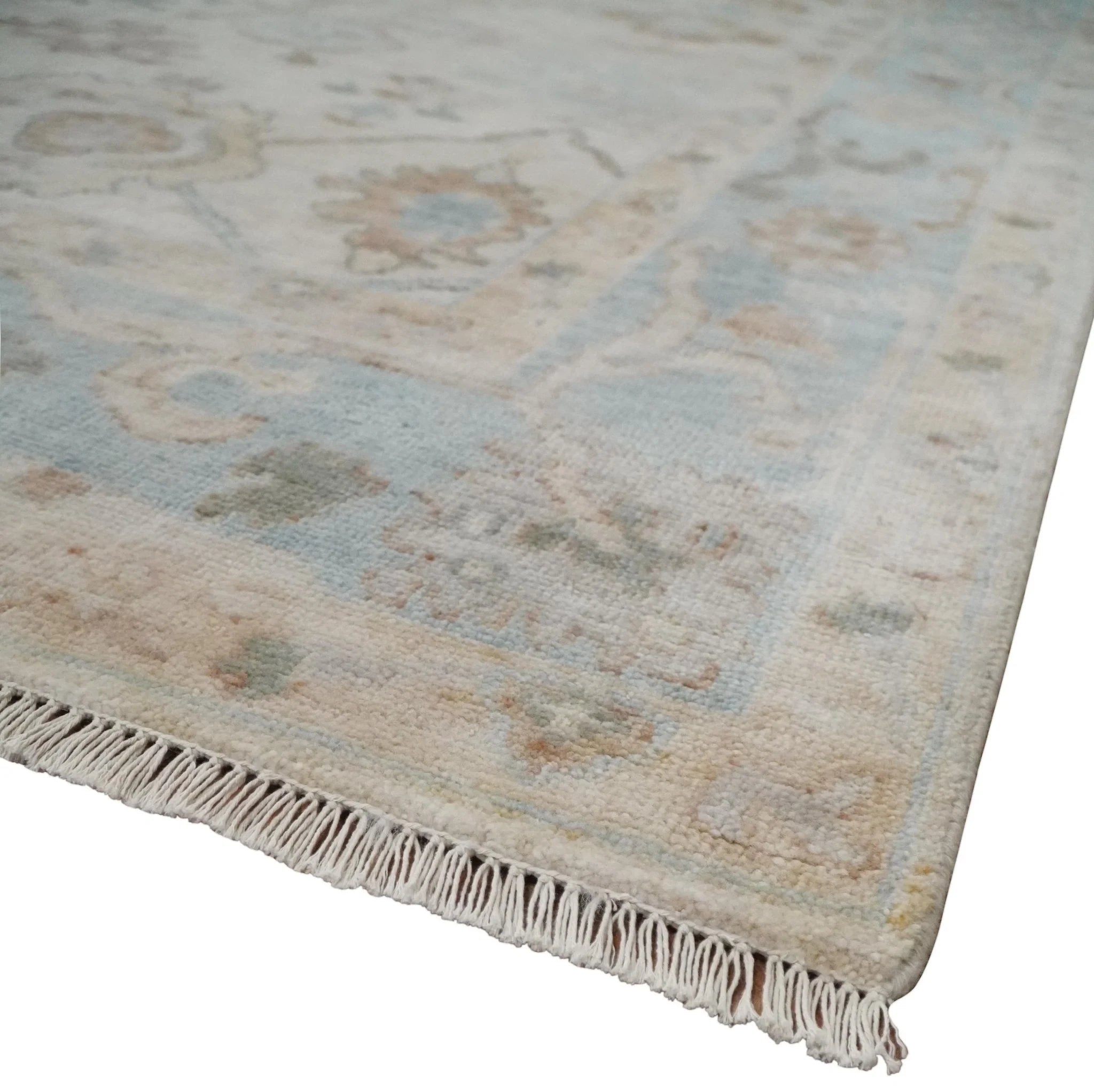 Made to Order Hand Knotted Ivory, Silver and Brown Traditional Antique Style Wool Area Rug - The Rug Decor