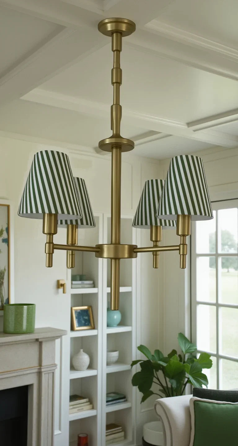 Powder Blue Striped Sconce Shade - The Mayfair Hall