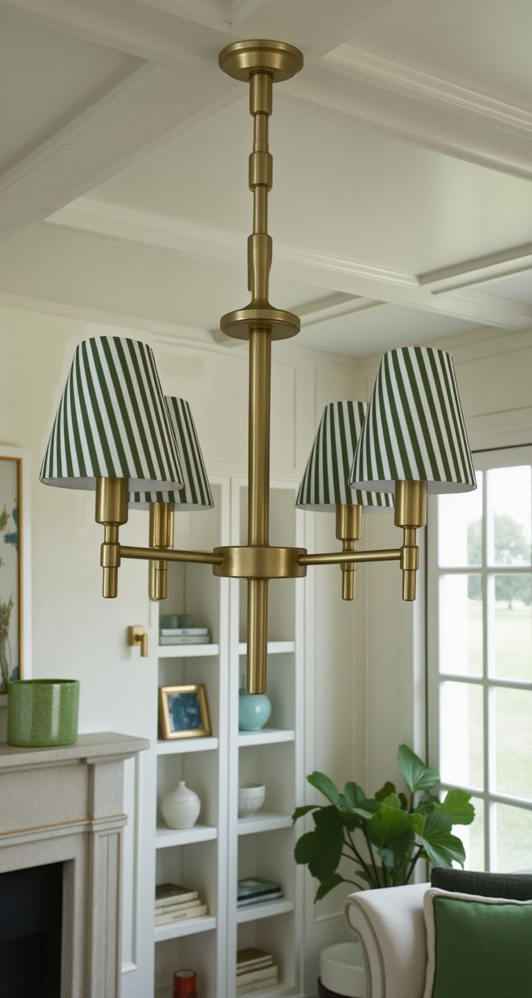 Powder Blue Striped Sconce Shade