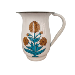 Marigold Poppy Hand-Painted Enamelware Pitcher by Trudie — 7.25″