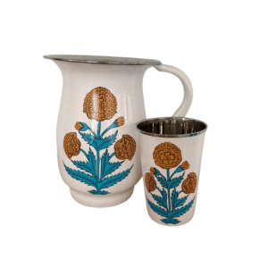 Marigold Poppy Hand-painted Enamelware Pitcher
