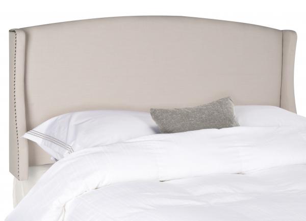 Austin Winged Headboard in Taupe with Silver Nail Head