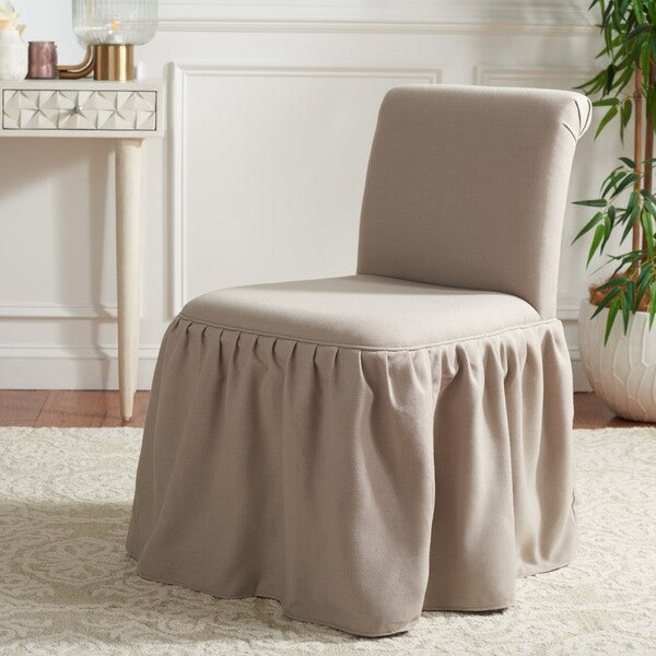Ivy Vanity Chair in Taupe with Ruffled Skirt