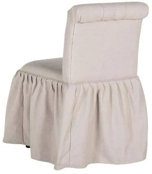 Allie Birchwood Vanity Chair in Taupe with Tufted Biscuit Button - The Mayfair Hall