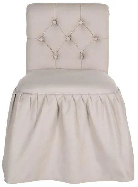 Allie Birchwood Vanity Chair in Taupe with Tufted Biscuit Button - The Mayfair Hall