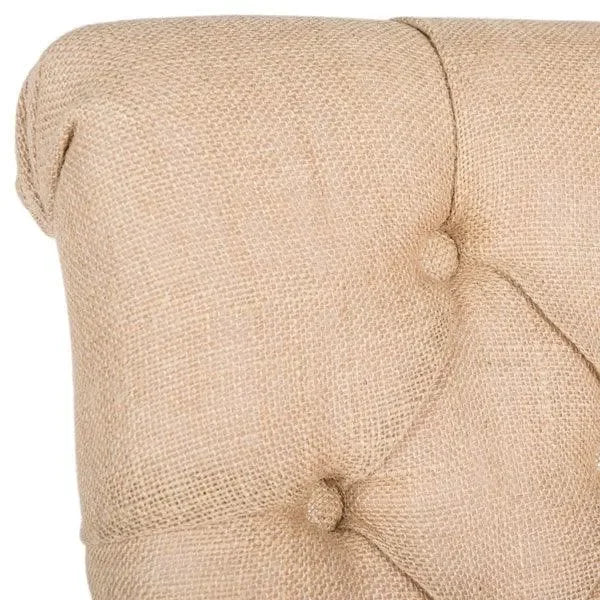 Allie Birchwood Vanity Chair in Beige with Tufted Biscuit Button - The Mayfair Hall
