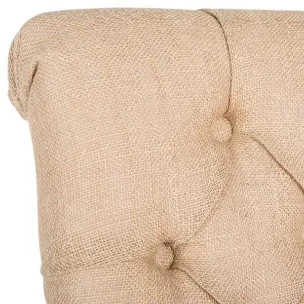 Allie Birchwood Vanity Chair in Beige with Tufted Biscuit Button - The Mayfair Hall