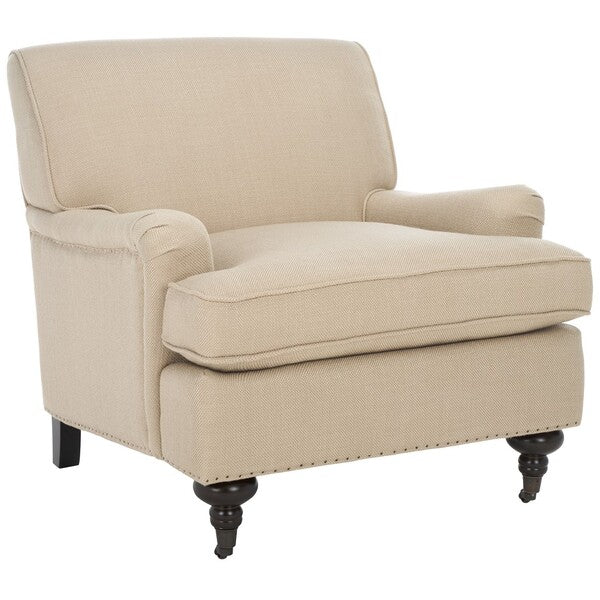 Chloe Club Chair in Antique Gold with Espresso Wood Legs