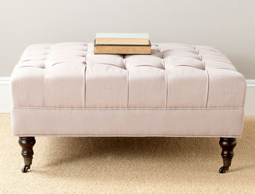 Clark Cocktail Tufted Ottoman in Taupe