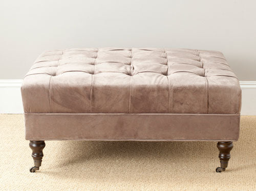 Clark Cocktail Tufted Ottoman in Mushroom Taupe