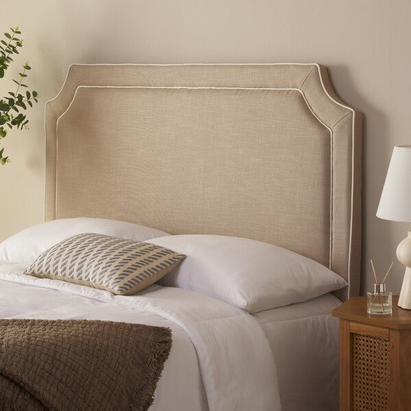 Dane Headboard in Oyster with White Piping