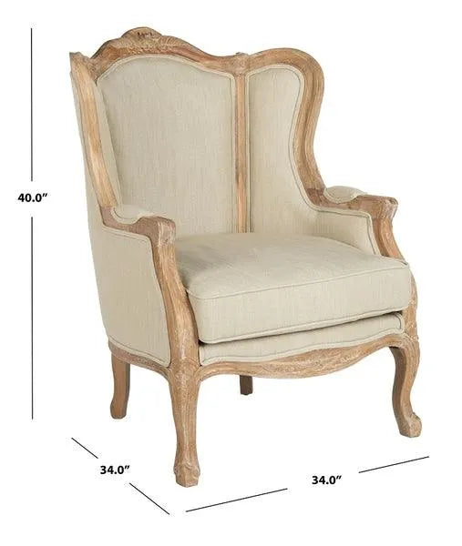Safavieh Fallon Natural Linen Wing Chair