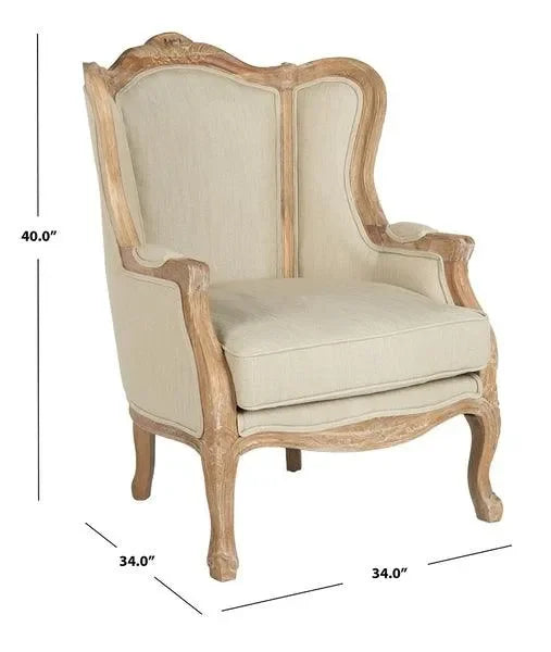 Fallon Linen Wing Chair in Natural - The Mayfair Hall