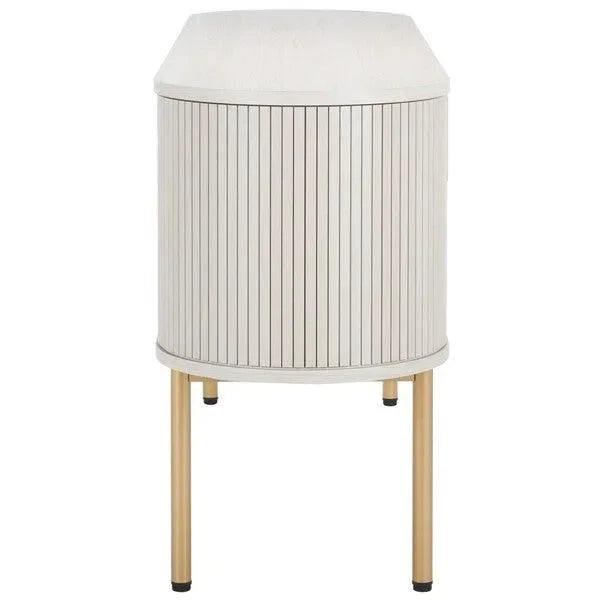 Shaelynn Wood Sideboard in Bleached White with Sliding Cabinets - The Mayfair Hall