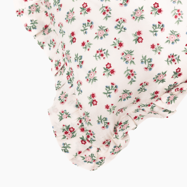Mildred Floral Cream Ruffled Throw Pillow