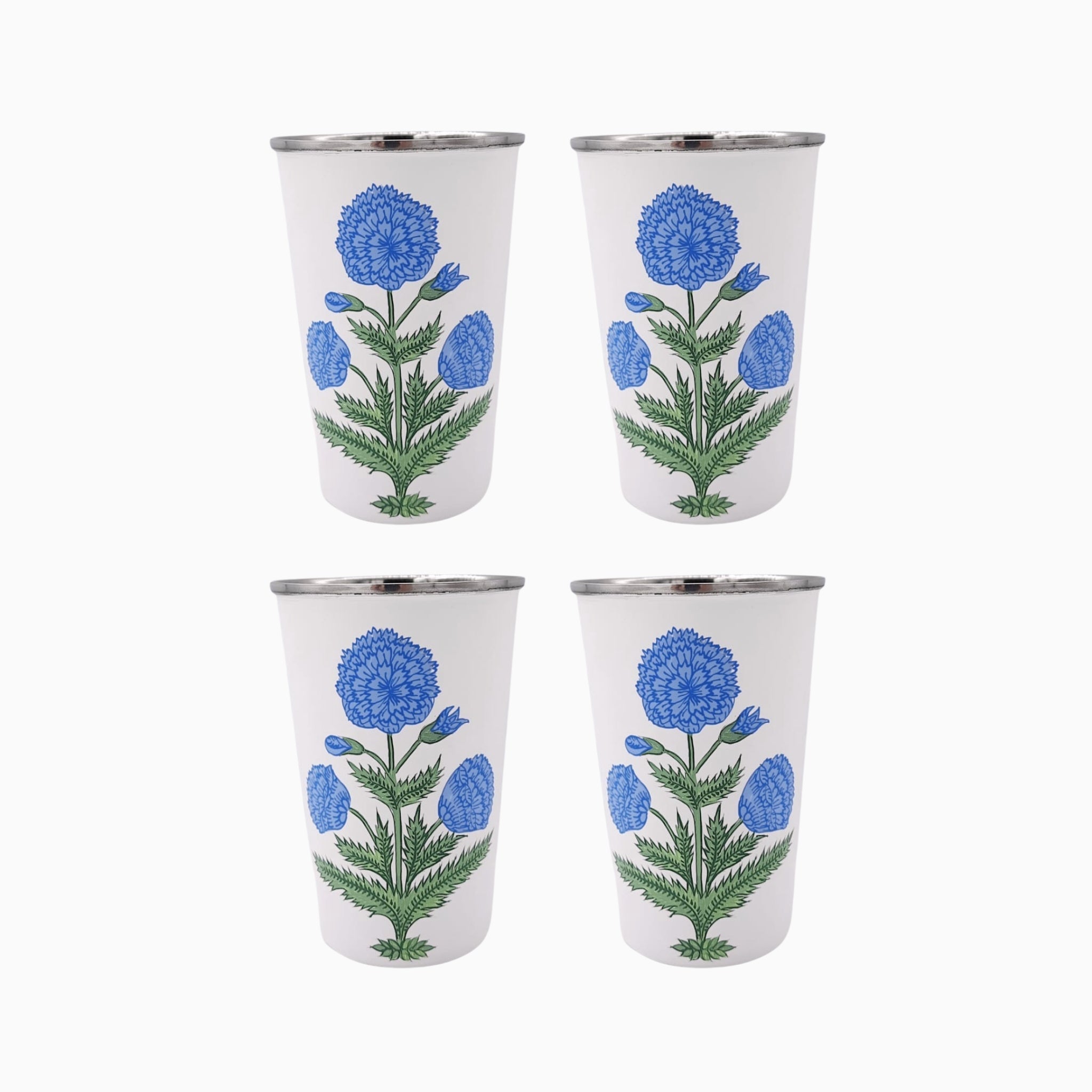 Poppy Blue Tall Enamelware Tumbler - Set of 4