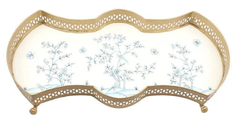 IVORY & BLUE SCALLOPED VANITY TRAY - The Mayfair Hall