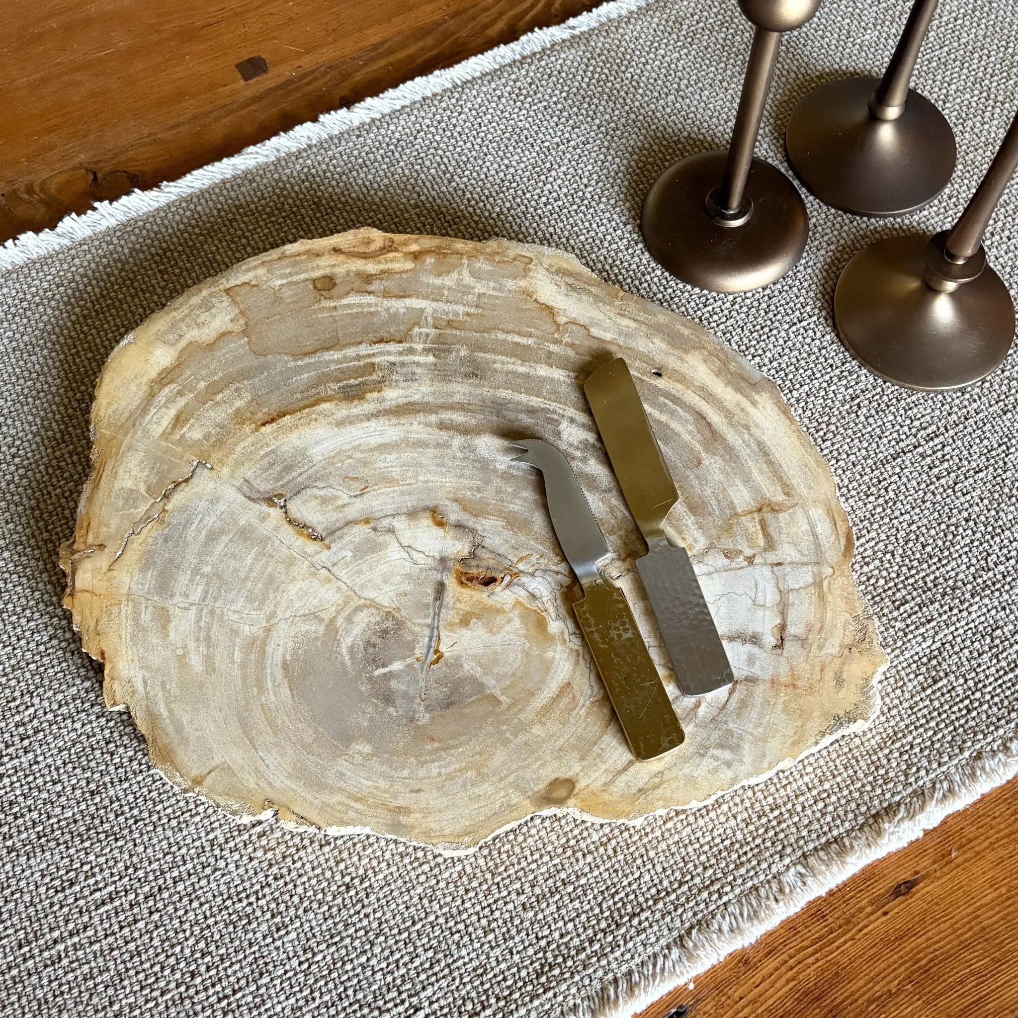 Natural Edge Petrified Wood Serving Board - The Mayfair Hall