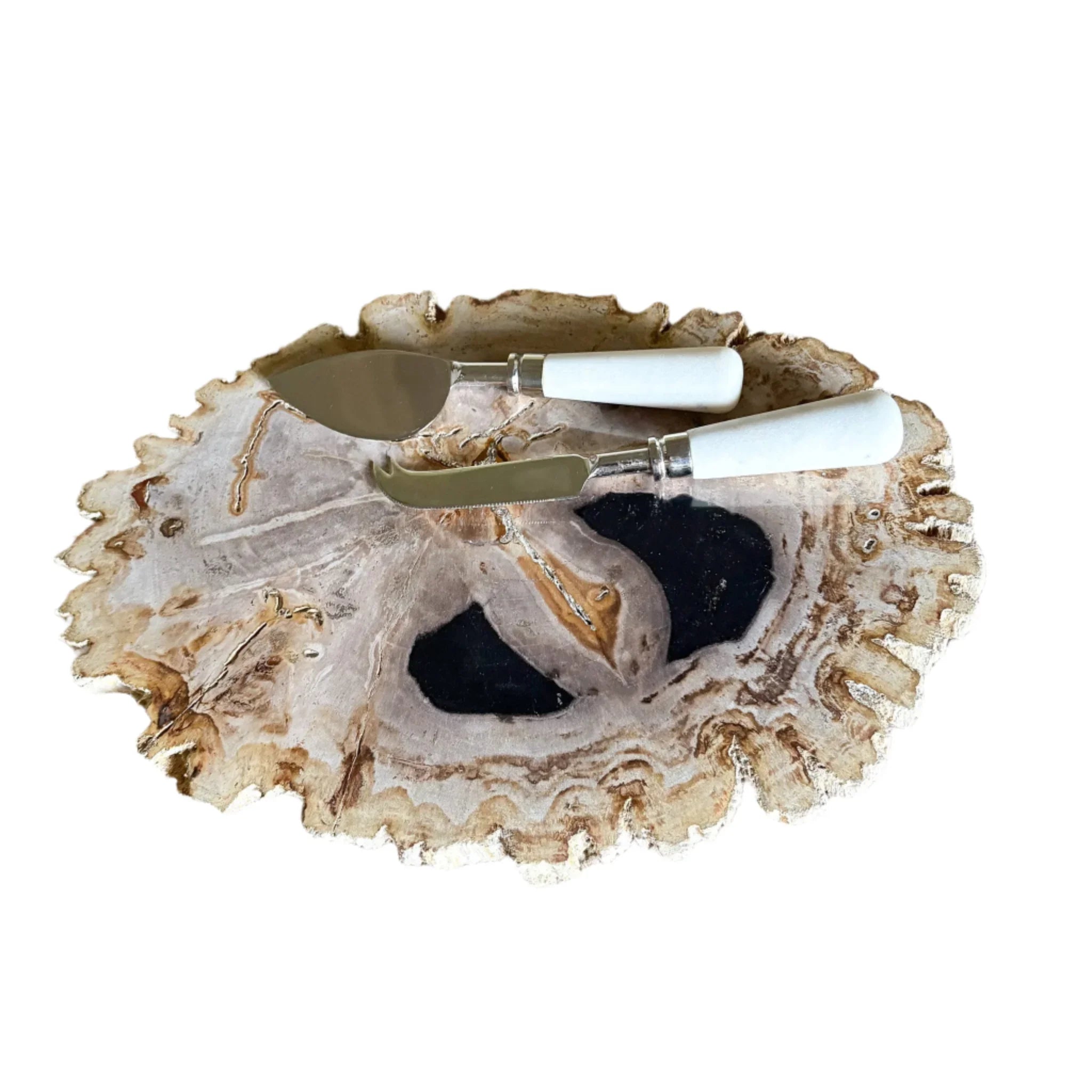 Natural Edge Petrified Wood Serving Board - The Mayfair Hall
