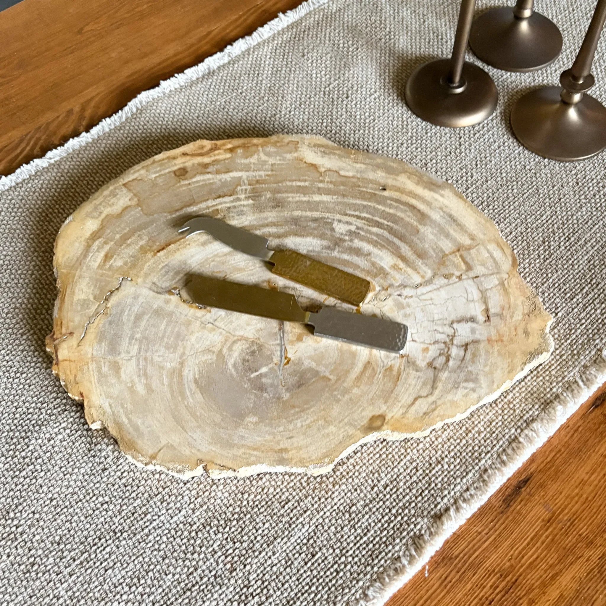 Natural Edge Petrified Wood Serving Board - The Mayfair Hall
