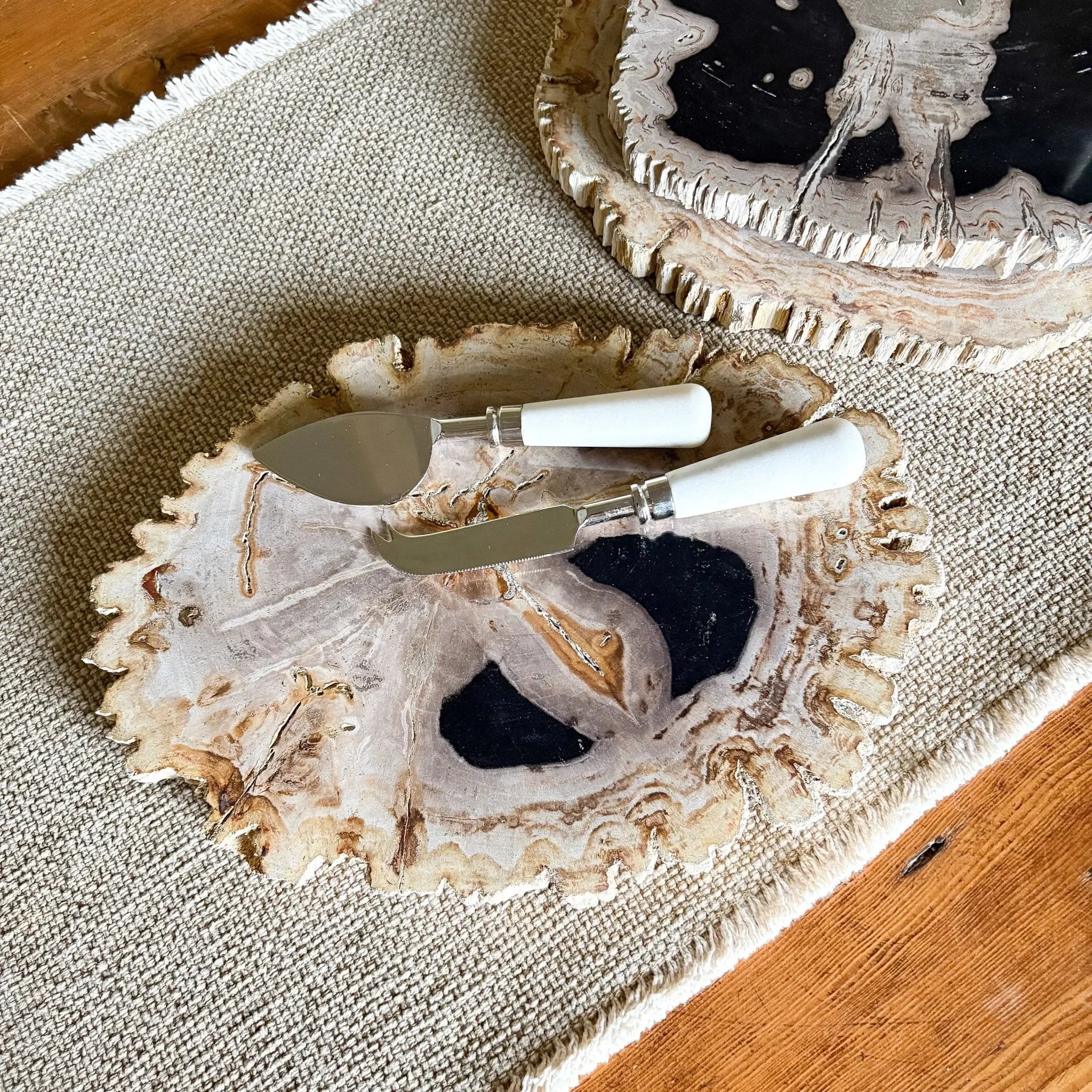 Natural Edge Petrified Wood Serving Board - The Mayfair Hall