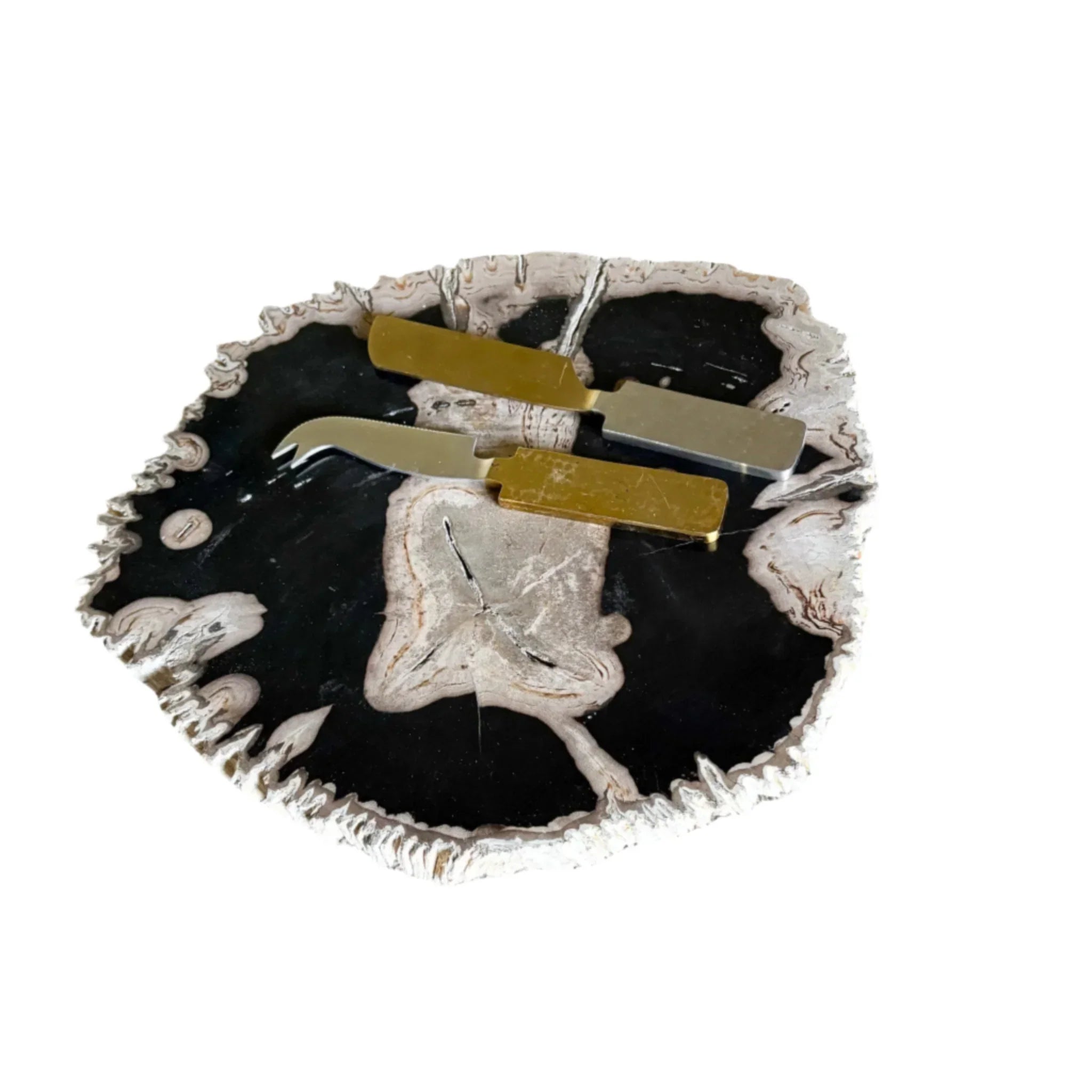 Natural Edge Petrified Wood Serving Board - The Mayfair Hall