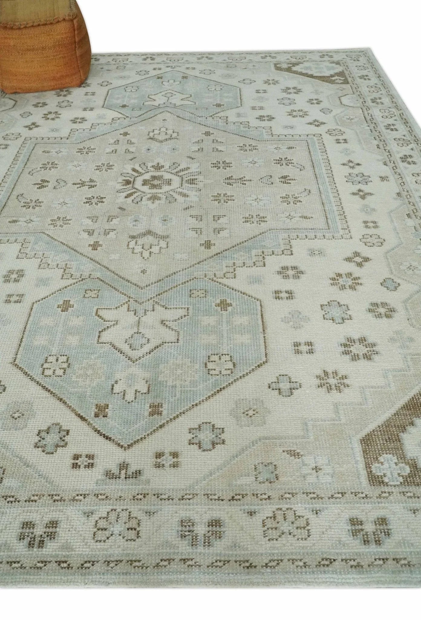 Neutral Ivory, Brown and Gray Hand knotted Traditional Multi Size wool Area Rug - The Mayfair Hall