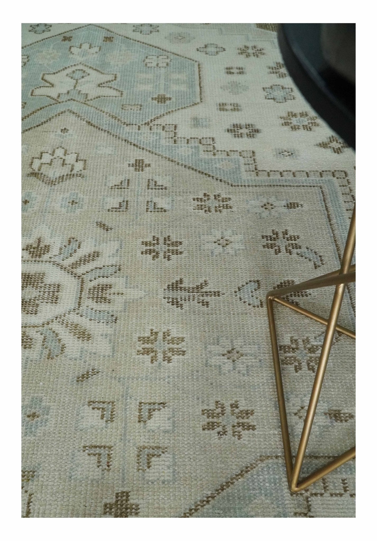 Neutral Ivory, Brown and Gray Hand knotted Traditional Multi Size wool Area Rug