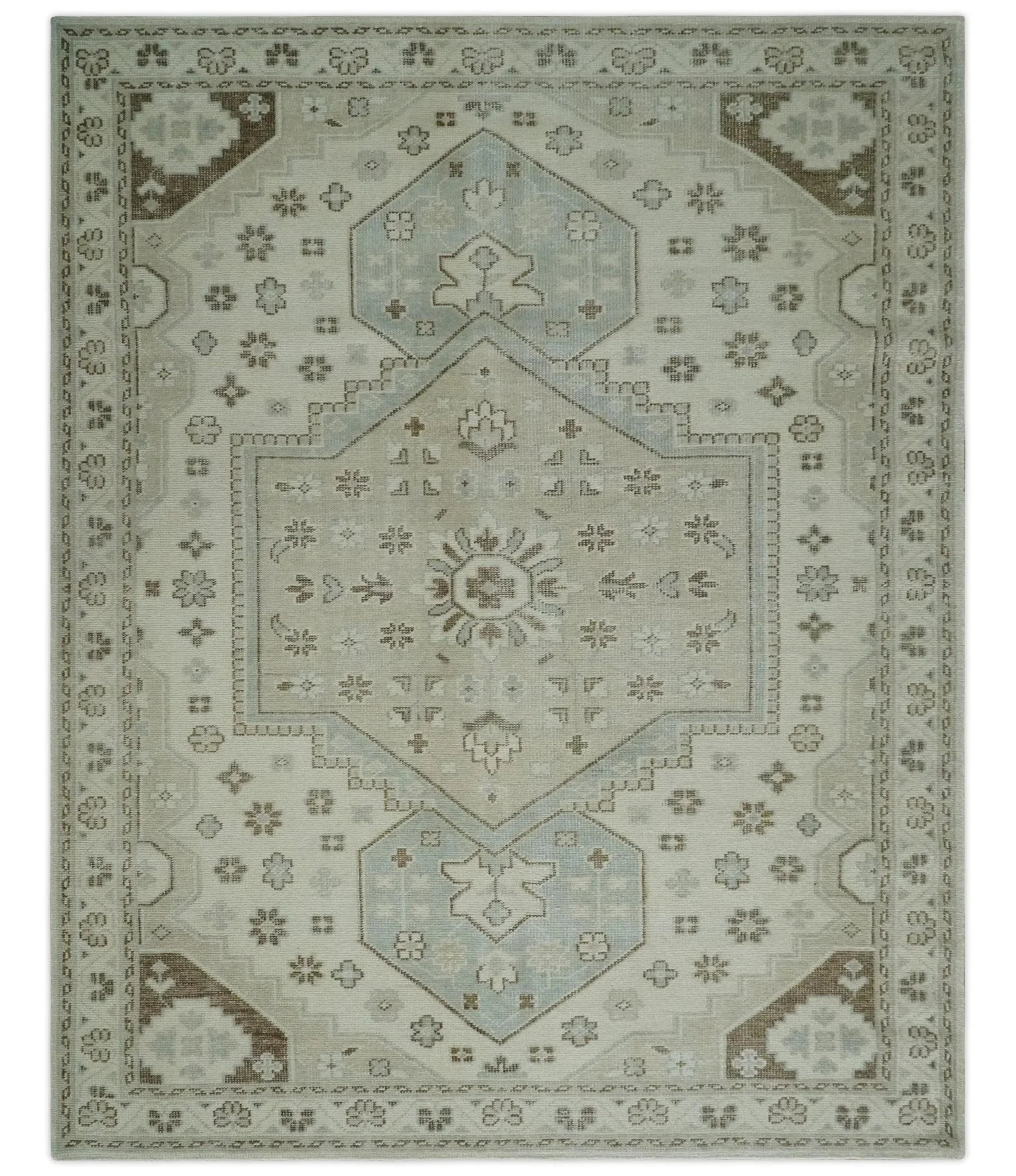 Neutral Ivory, Brown and Gray Hand knotted Traditional Multi Size wool Area Rug - The Mayfair Hall