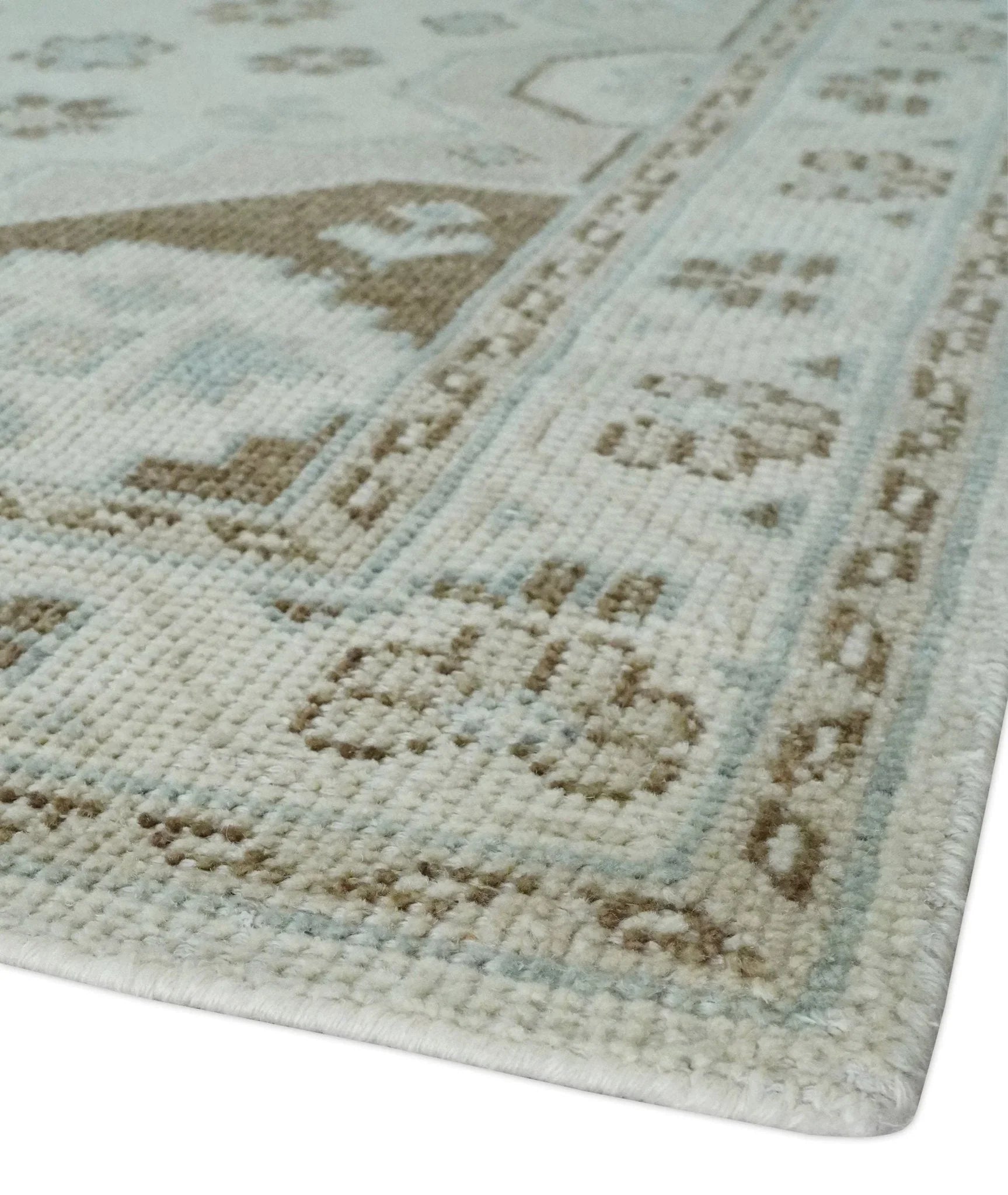 Neutral Ivory, Brown and Gray Hand knotted Traditional Multi Size wool Area Rug - The Mayfair Hall