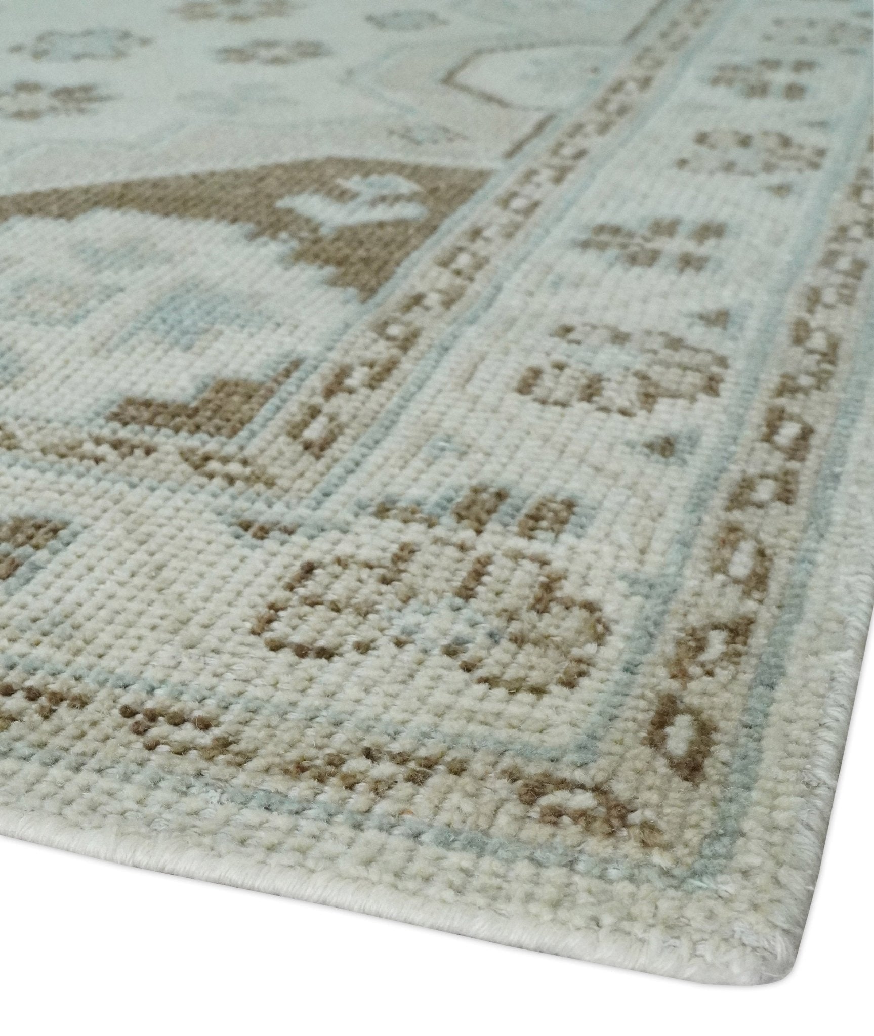 Neutral Ivory, Brown and Gray Hand knotted Traditional Multi Size wool Area Rug