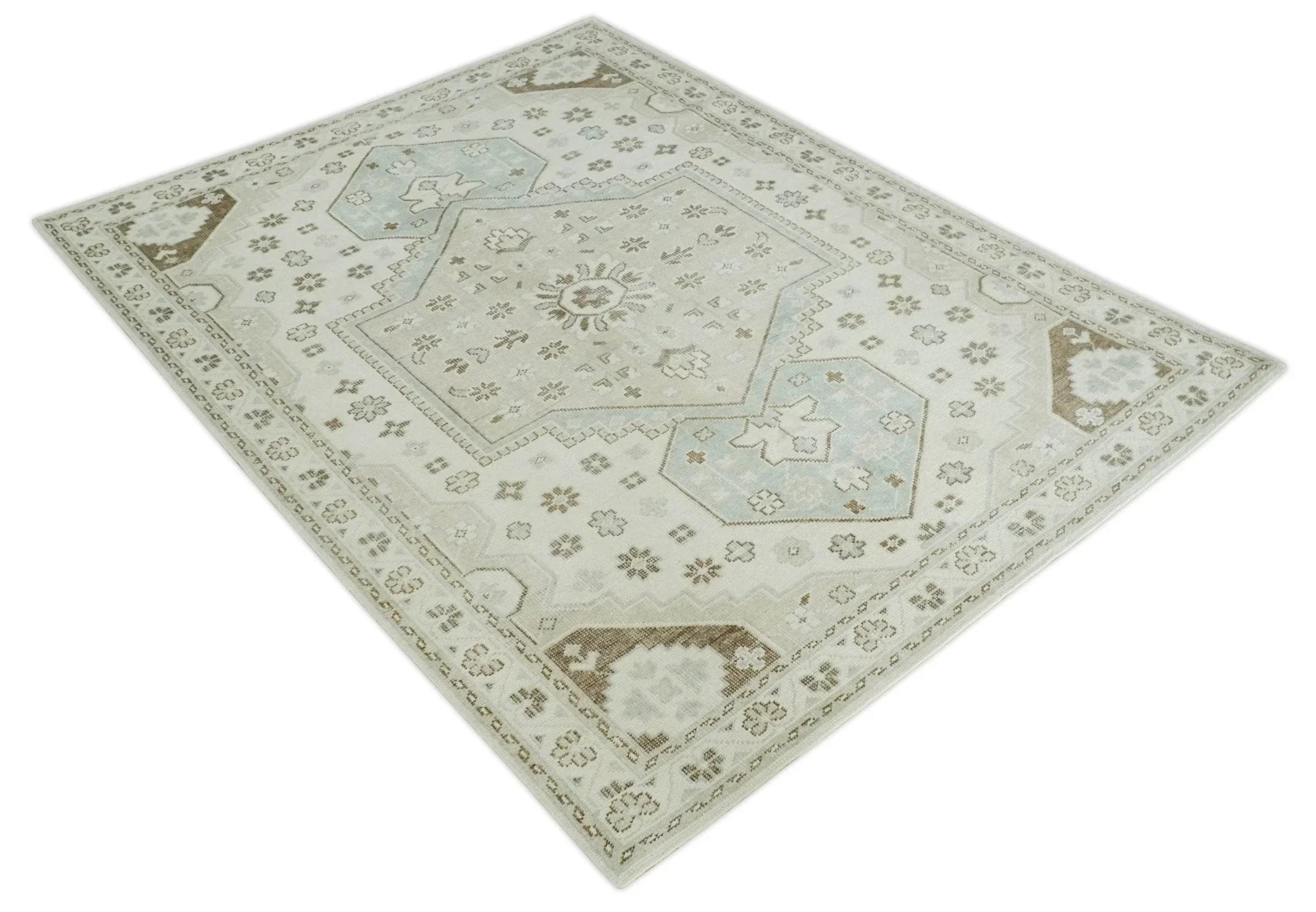 Neutral Ivory, Brown and Gray Hand knotted Traditional Multi Size wool Area Rug - The Mayfair Hall