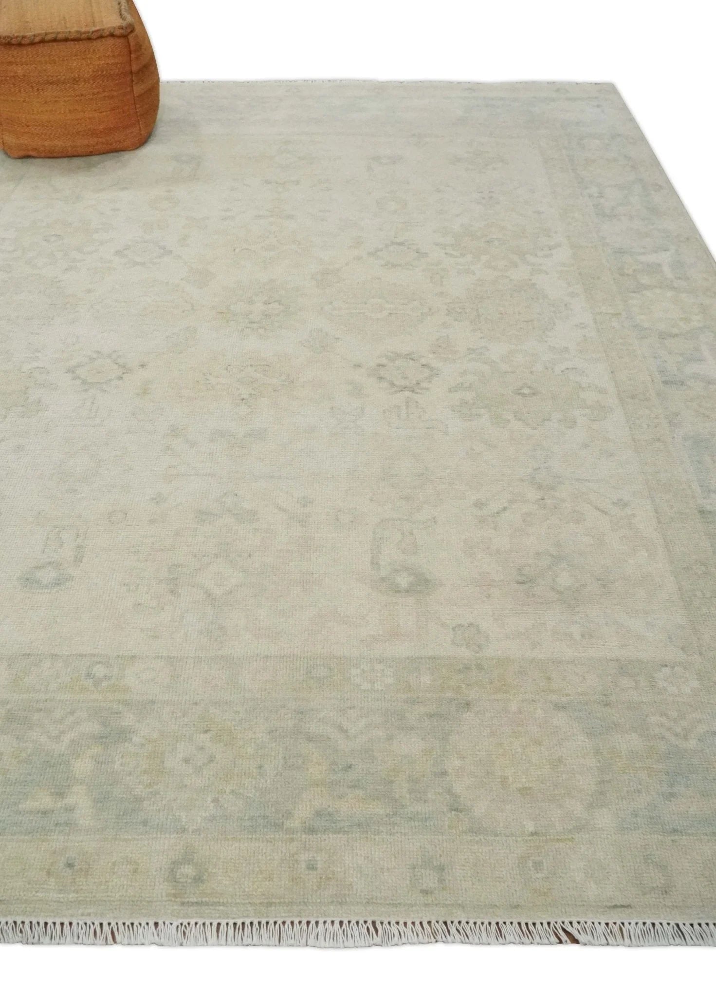 Neutral Tone Traditional Camel and Silver Antique Style Hand knotted Wool Area Rug - The Rug Decor