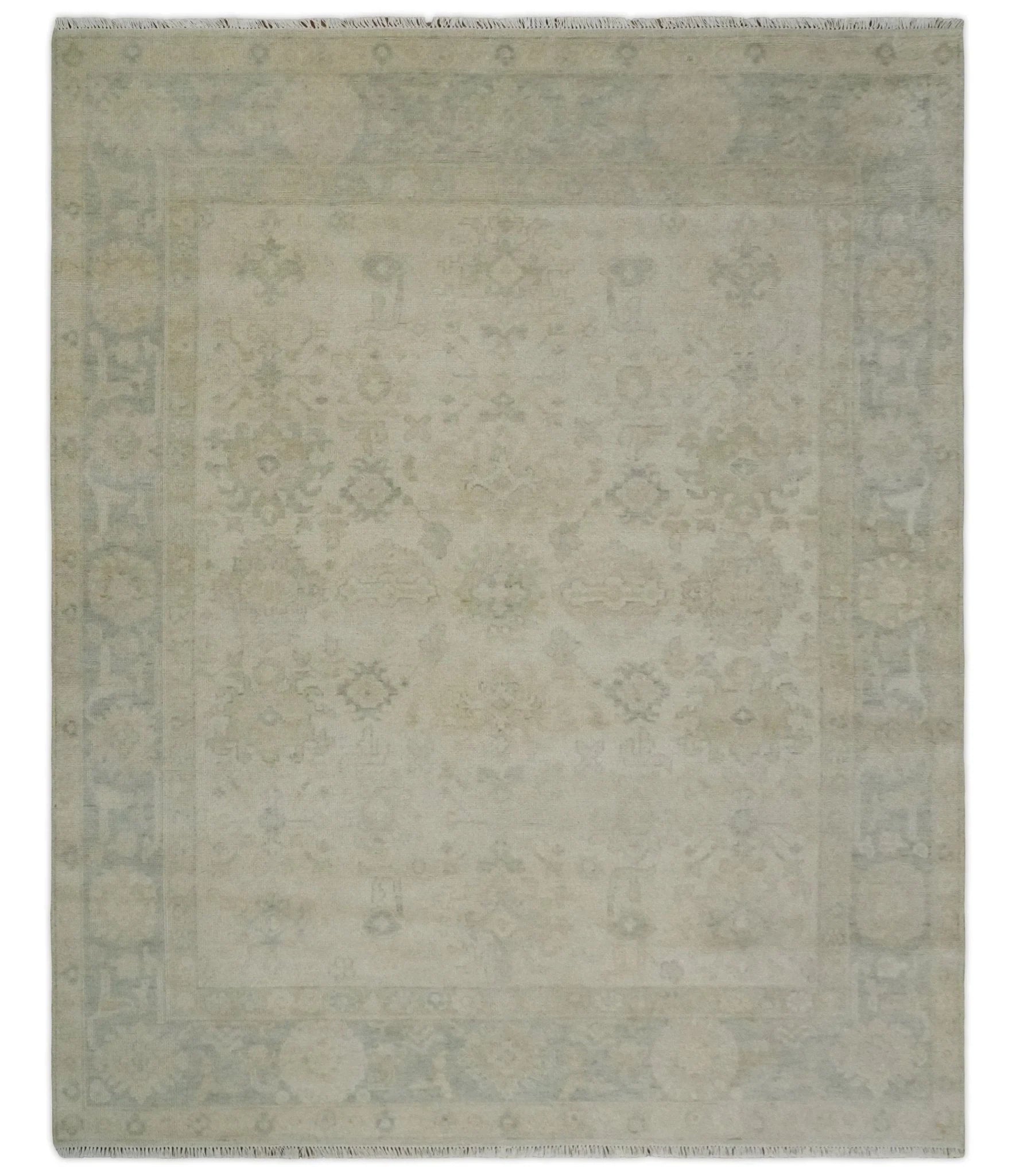 Neutral Tone Traditional Camel and Silver Antique Style Hand knotted Wool Area Rug - The Rug Decor