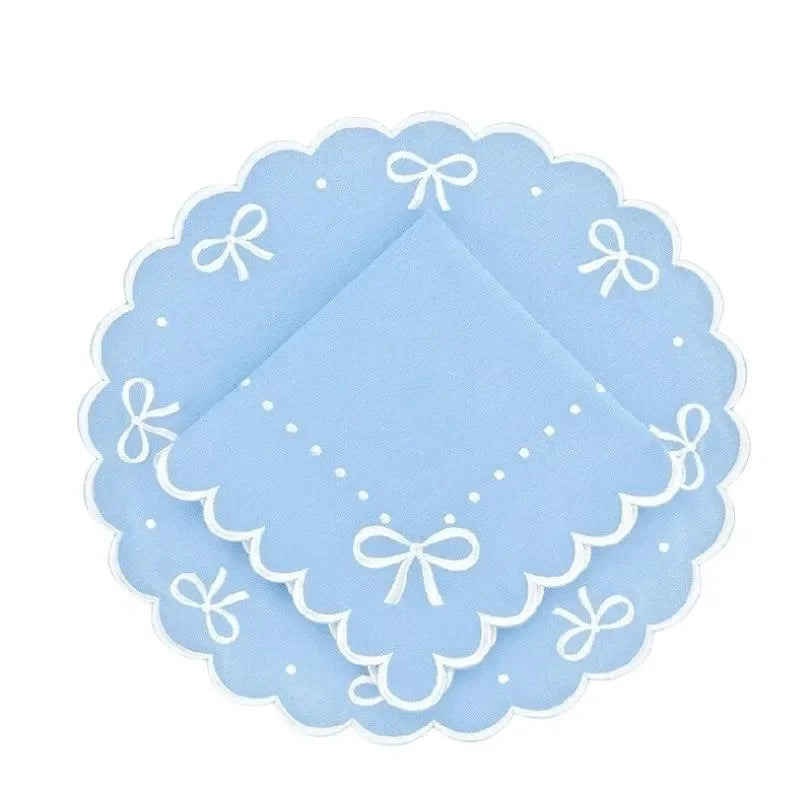 Juliet Bows Cotton Placemat in Blue (Set of 4) - The Mayfair Hall