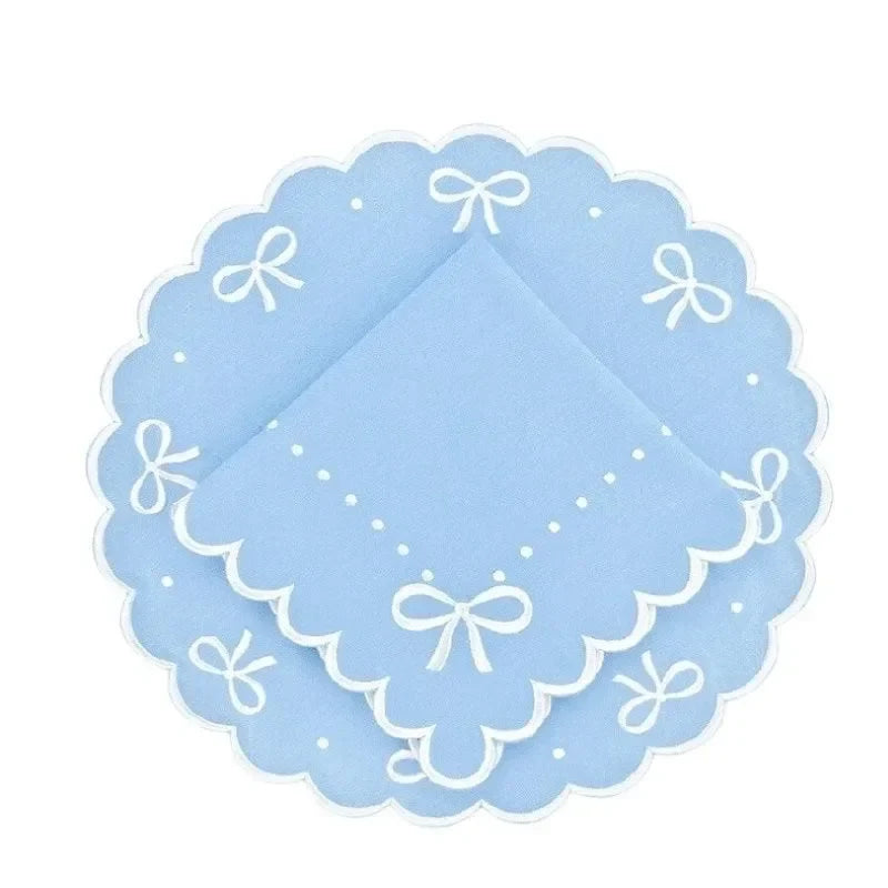 Juliet Bows Cotton Placemat in Blue (Set of 4) - The Mayfair Hall